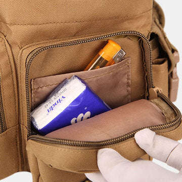 Men`s Nylon Hip Drop Belt Waist Fanny Leg Bag Waterproof Military Tactical Bag - Khaki