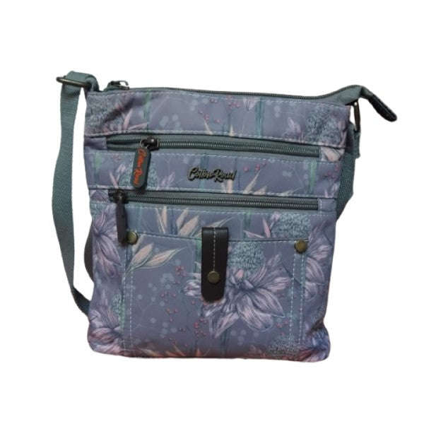 Cotton Road Front Zips Crossbody Bag - Floral - Lilac