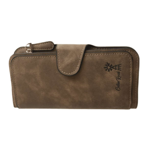 Cotton Road Ladies Wallet - 4 Sections - Small Windmill Print - Brown