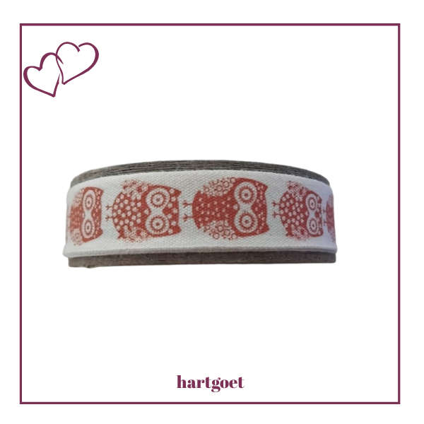 Printed Ribbon - Red Owls