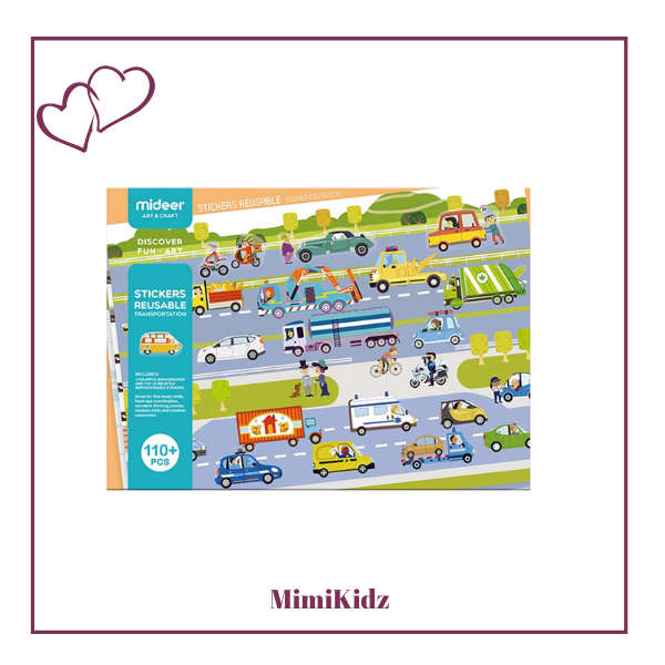 Mideer Reusable Stickers - Transportation