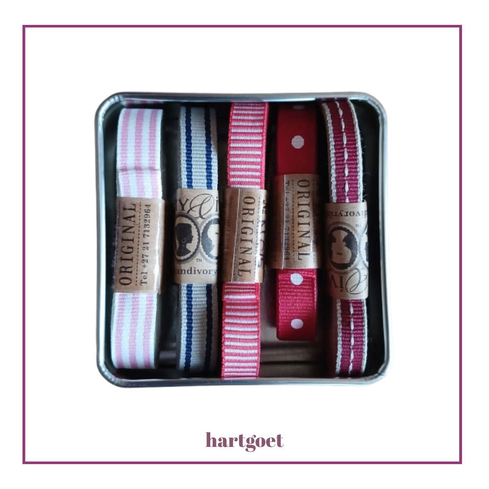 Silver Ribbon Gift Tin  5 x 5m Ribbon
