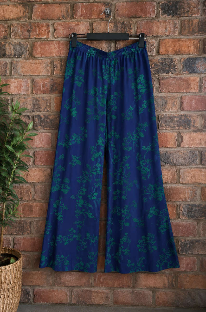 Blue Pants with Teal Print