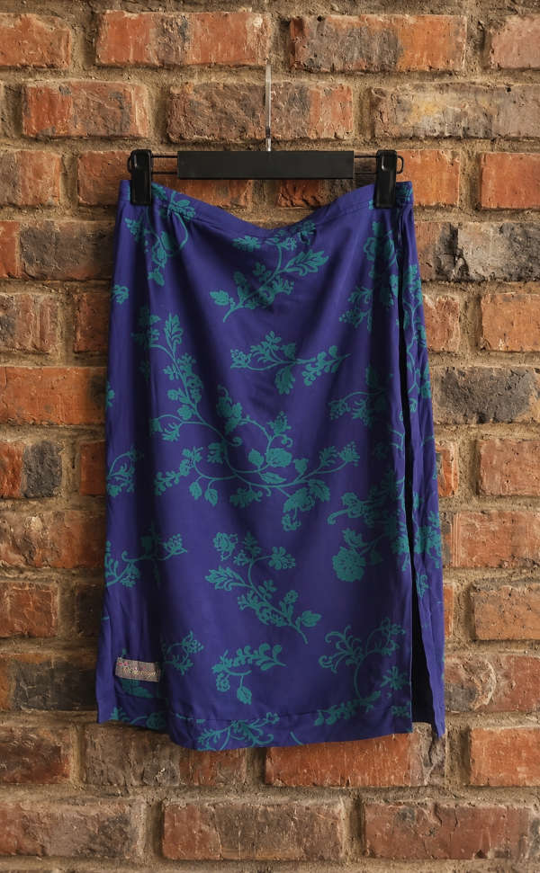 Blue Skirt with Teal Print