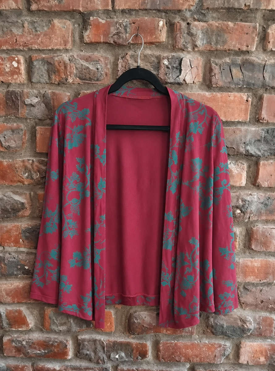 Maroon & Teal Print Cardigan  Women's Layering Essential