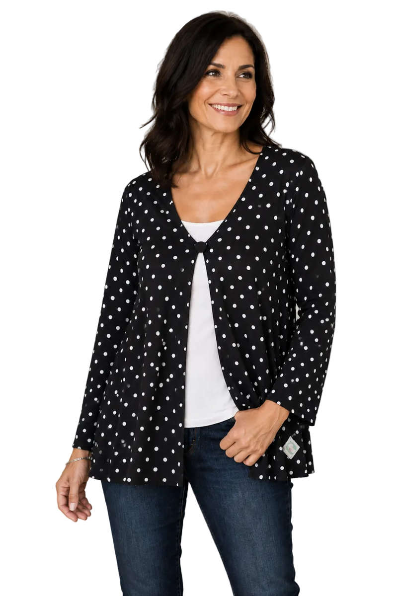 Casual Jacket - Black With White Polkadots