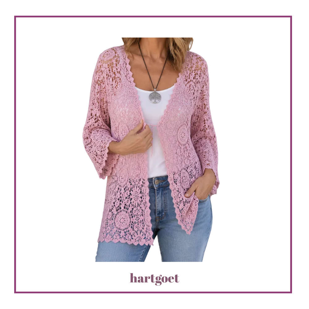 Pink Crochet Cardigan | hartgoet
