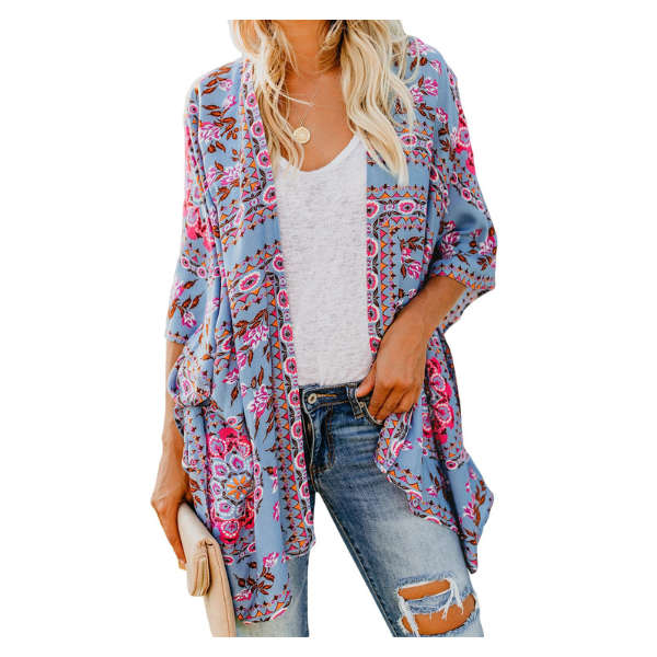 Printed kimono - blue