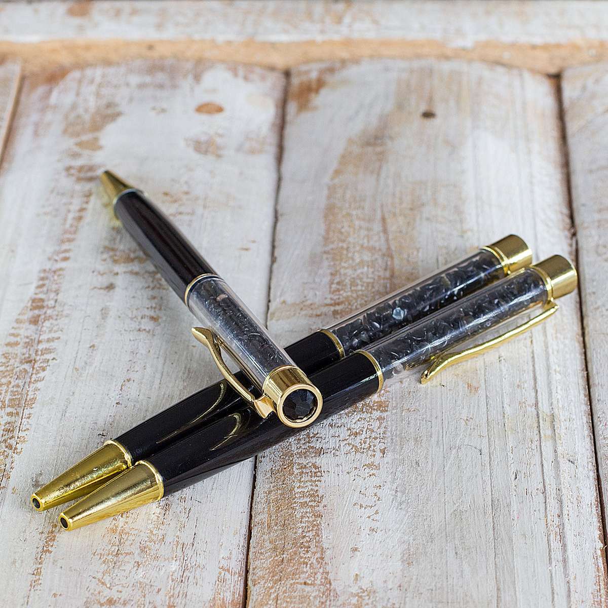 Crystal Gemstone Pen  - Gold - Obsidian
