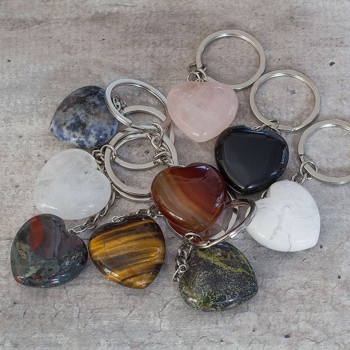 Heart Keyring - Bloodstone