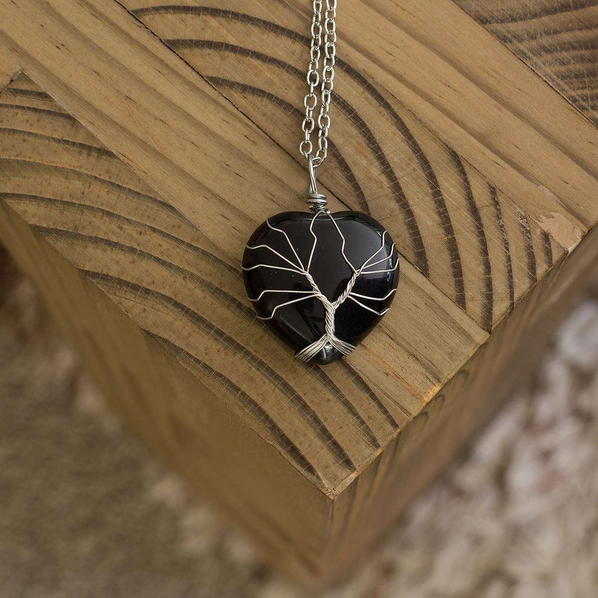 Heart Necklaces - Black Obsidian