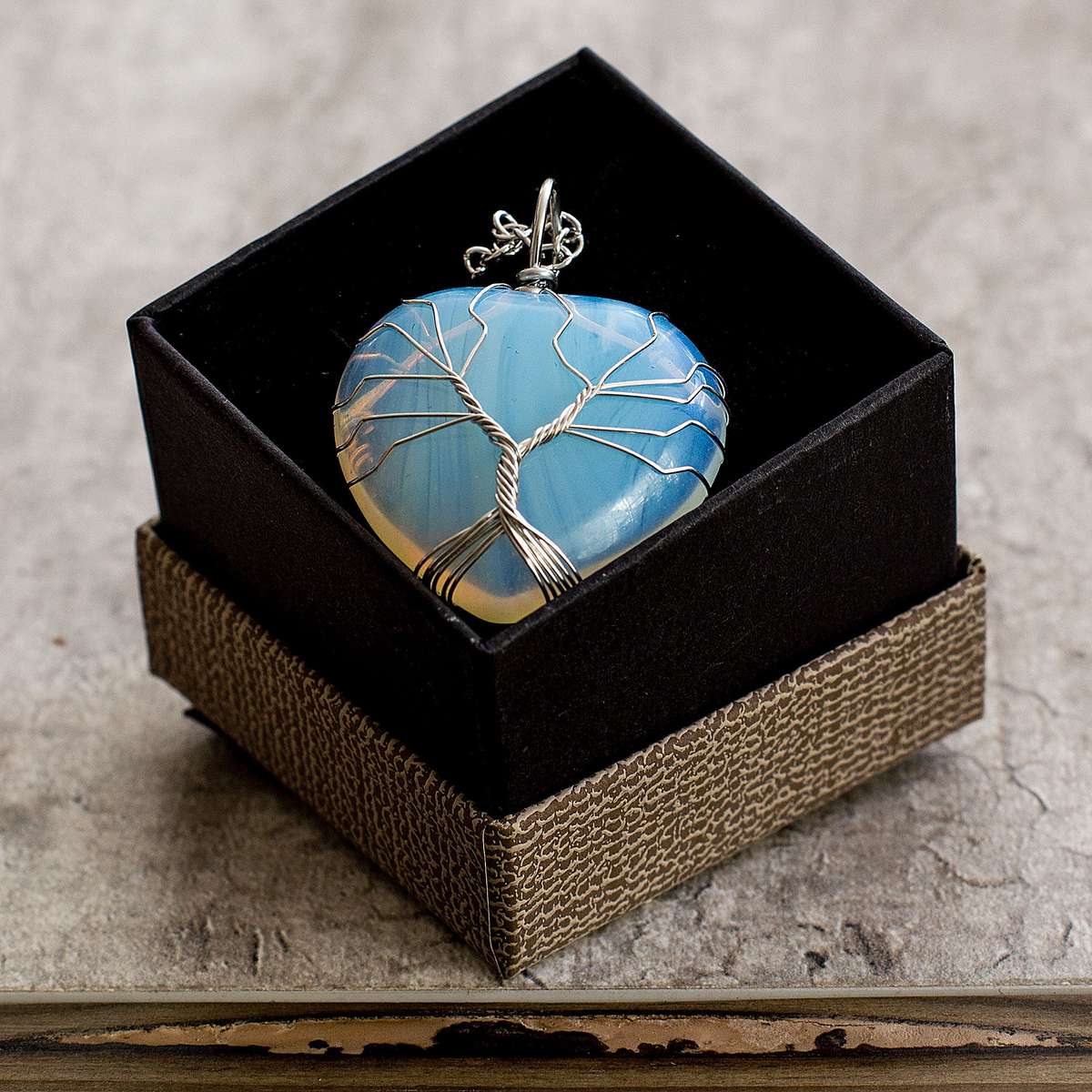 Heart Necklaces - Opal