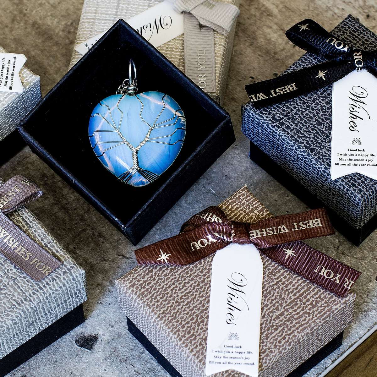 Heart Necklaces - Opal