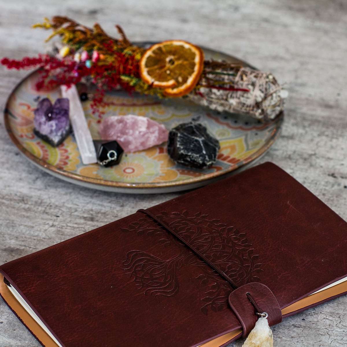 Manifestation Journal - Tree of Life (Red Leather)