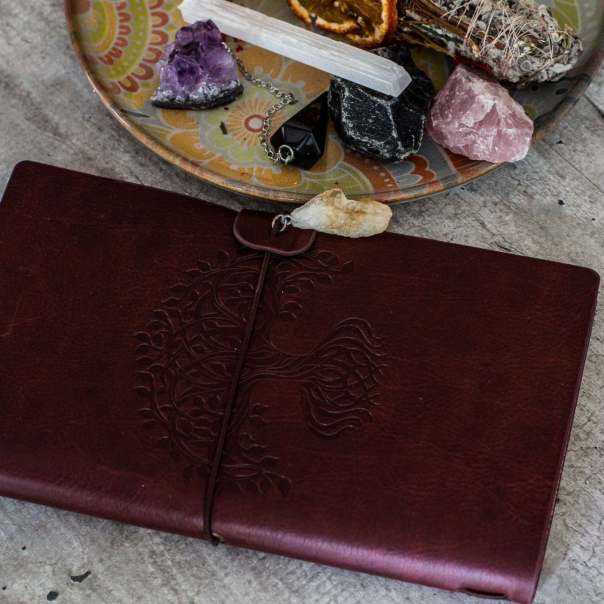 Manifestation Journal - Tree of Life (Red Leather)