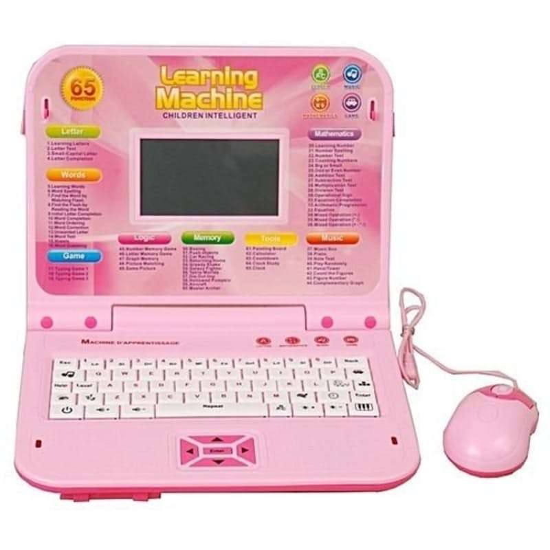 Kids Educational Laptop with Mouse - Pink