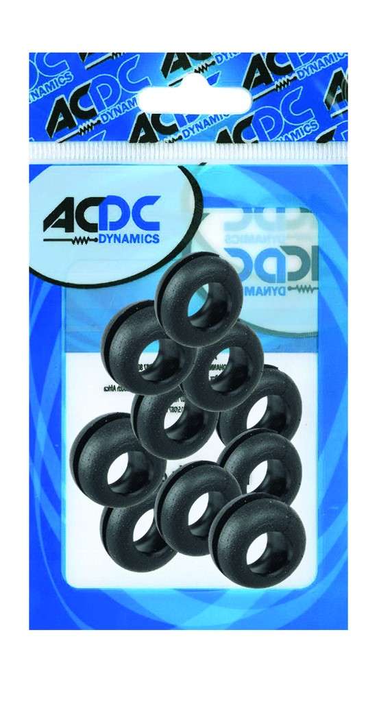 RUBBER GROMMET. BLACK, 16.3X6.1MM , 9.0MM HOLE / 10