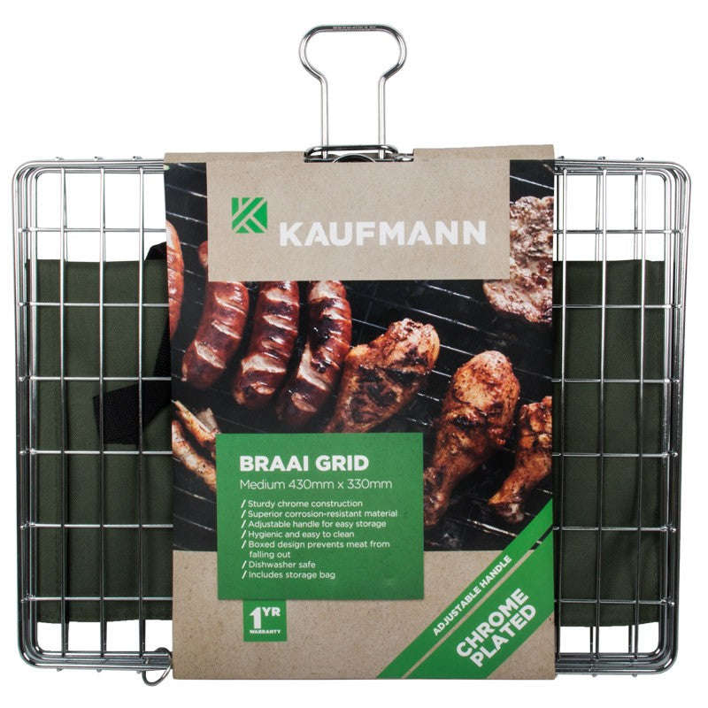 Kaufmann Braai Grid Adjustable Chr/Plated Box Med