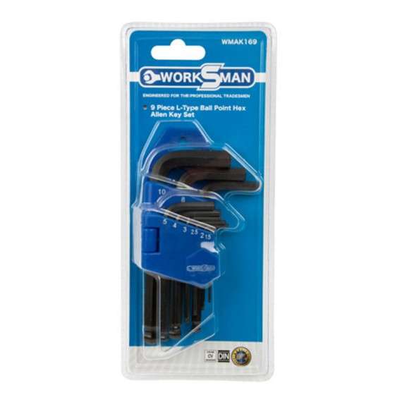 WORKSMAN ALLENKEY SET BALL 9 PIECE