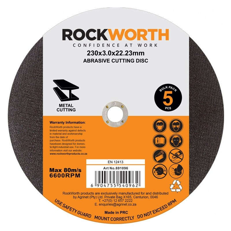 Rockworth Cutting Disc Steel 230X3.0Mm (5Pack)