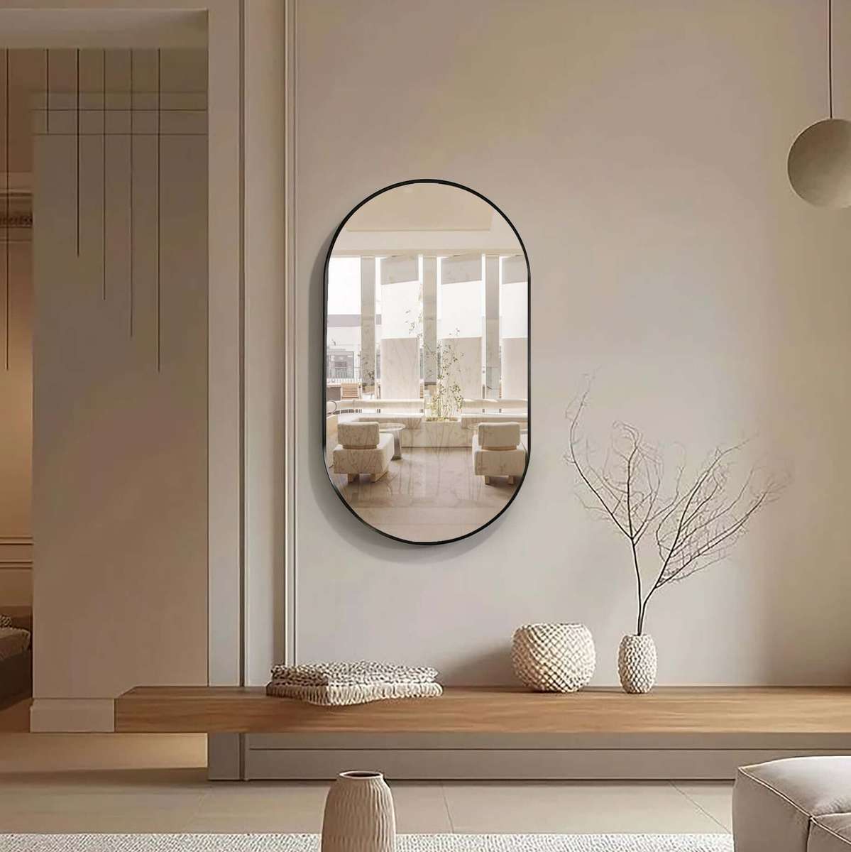 Slanted Edge Pill Framed Aluminum Mirror - 500 x 1200mm