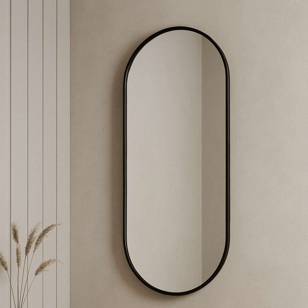 Slanted Edge Pill Framed Aluminum Mirror - 500 x 1200mm