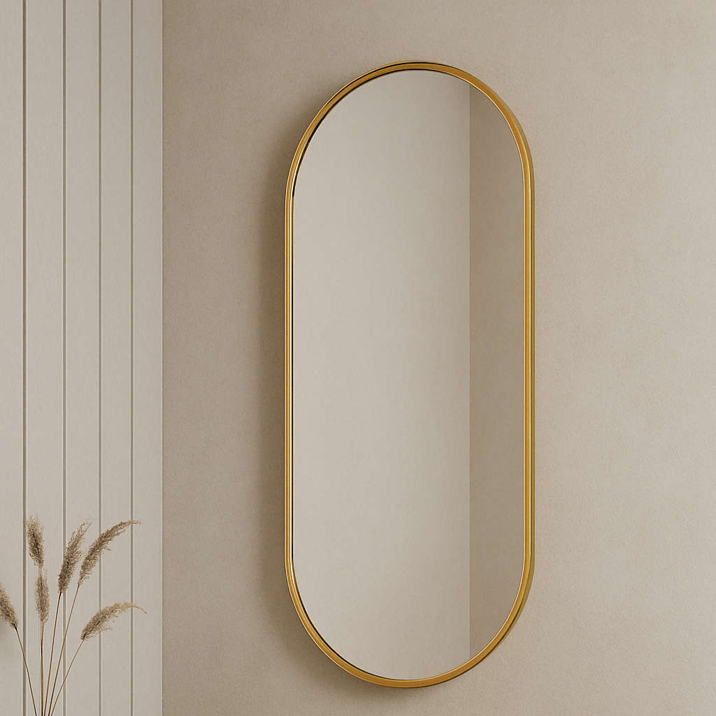 Slanted Edge Pill Framed Aluminum Mirror - 500 x 1200mm