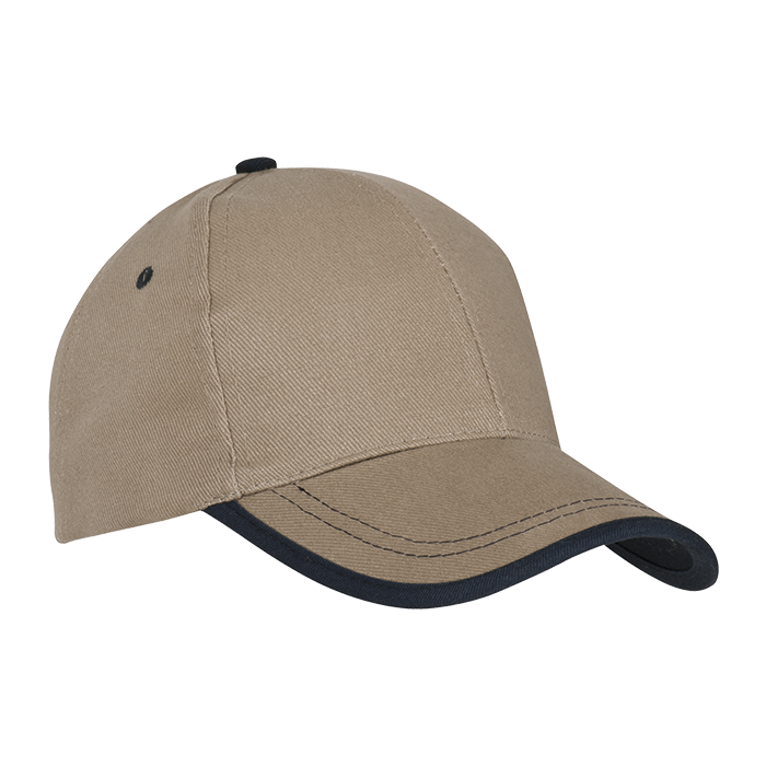 6 Panel Canvas Binding Cap - Barron - Khaki/Olive