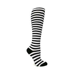 Striped Knee High Socks - Black & White