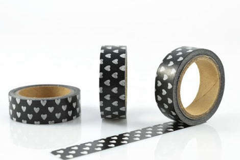 Black hearts Washi Tape