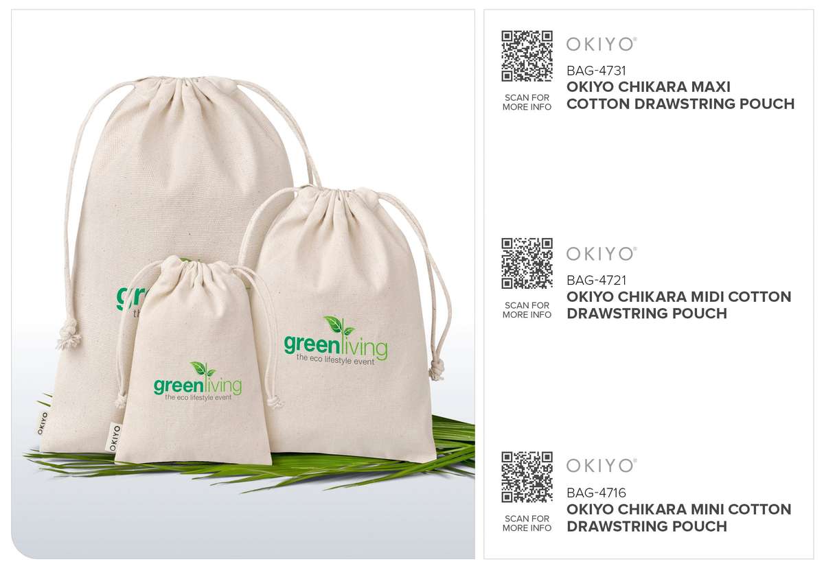Okiyo Chikara Midi Cotton Drawstring Pouch