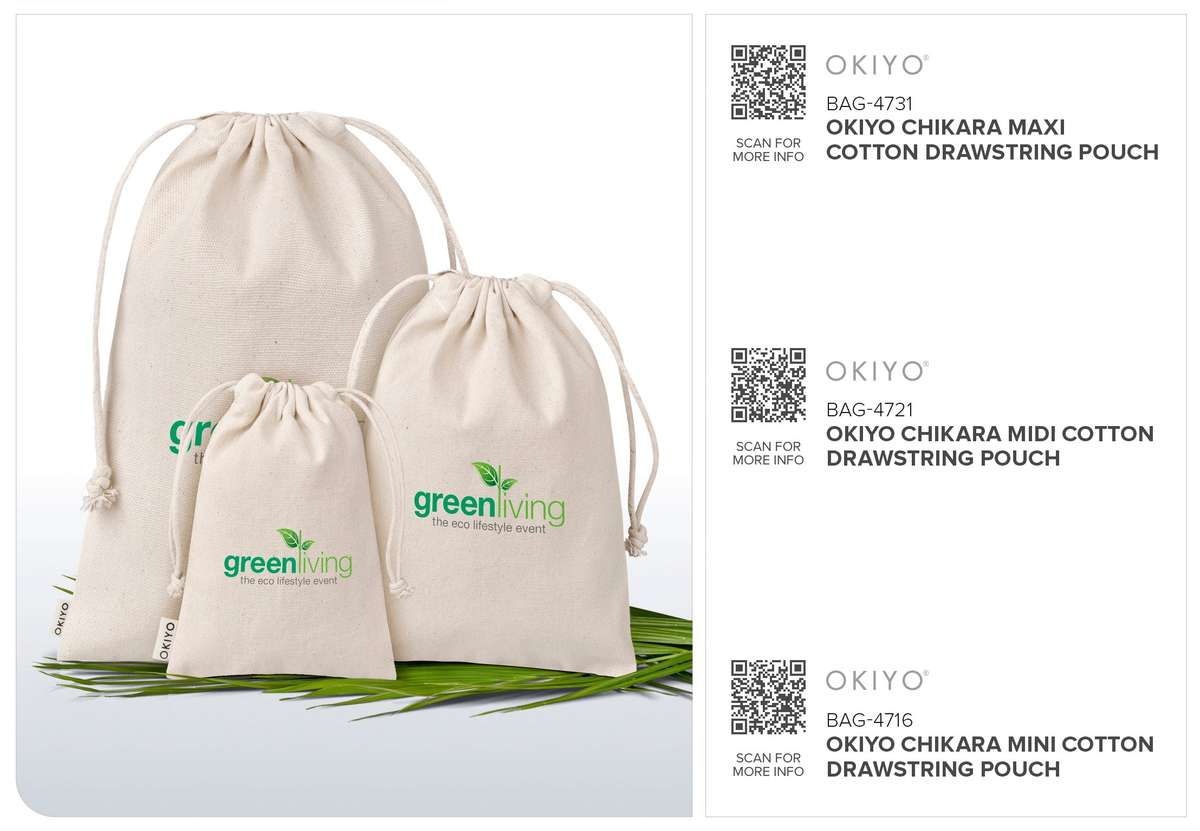 Okiyo Chikara Maxi Cotton Drawstring Pouch