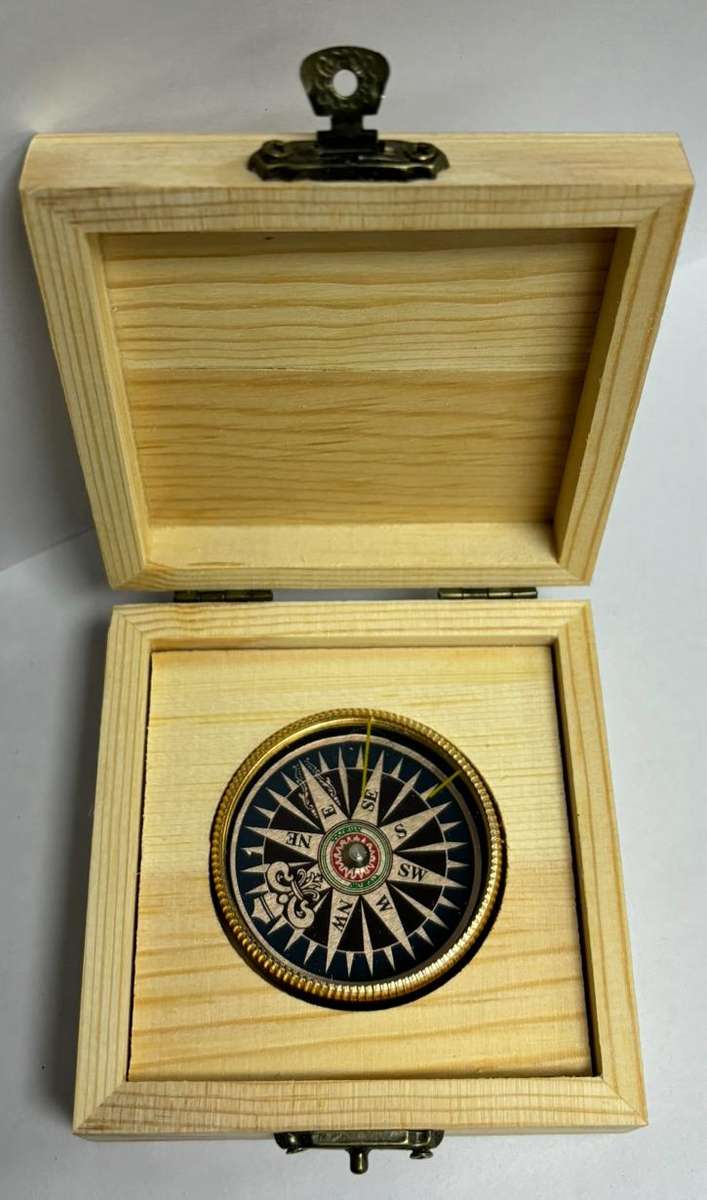 - Compass in wooden box