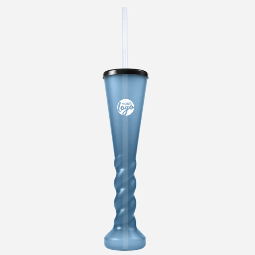 Swirl Yard Glass with Cap and Straw (Clear)