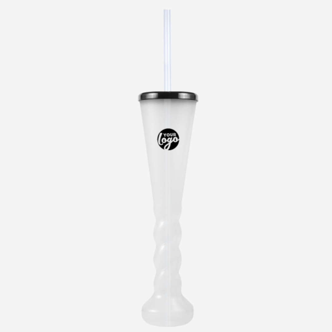 Swirl Yard Glass with Cap and Straw (Opaque )