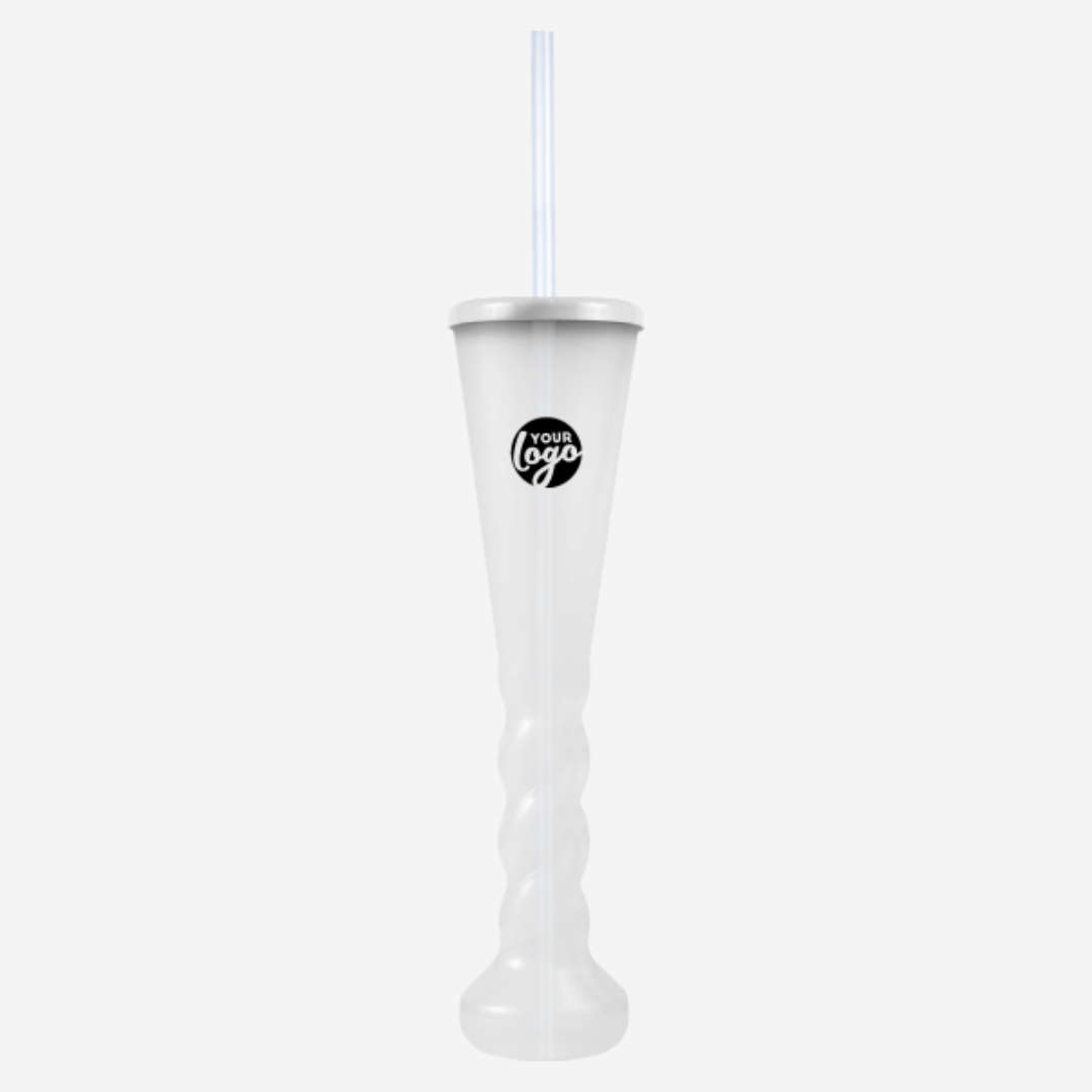 Swirl Yard Glass with Cap and Straw (Opaque )