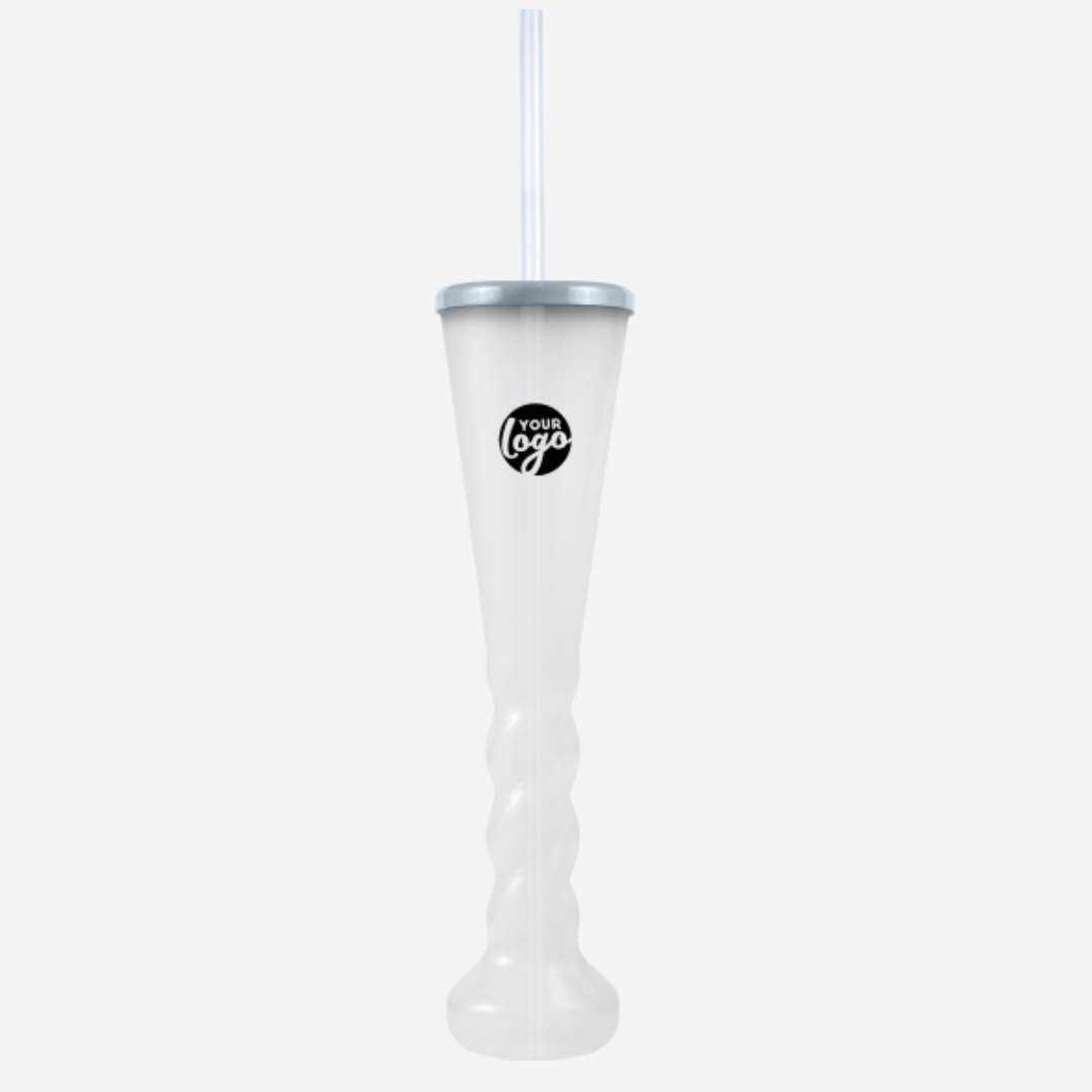Swirl Yard Glass with Cap and Straw (Opaque )
