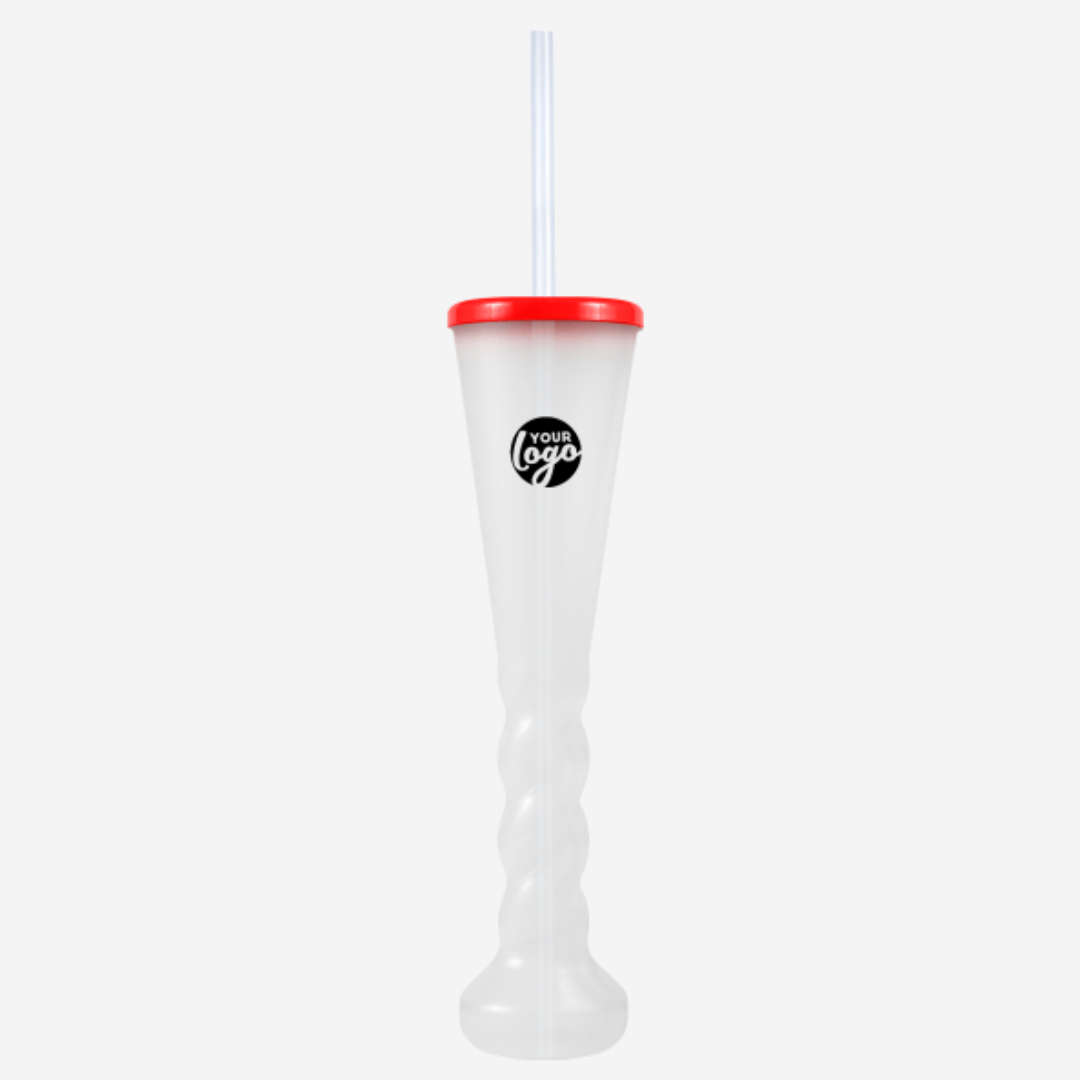 Swirl Yard Glass with Cap and Straw (Opaque )
