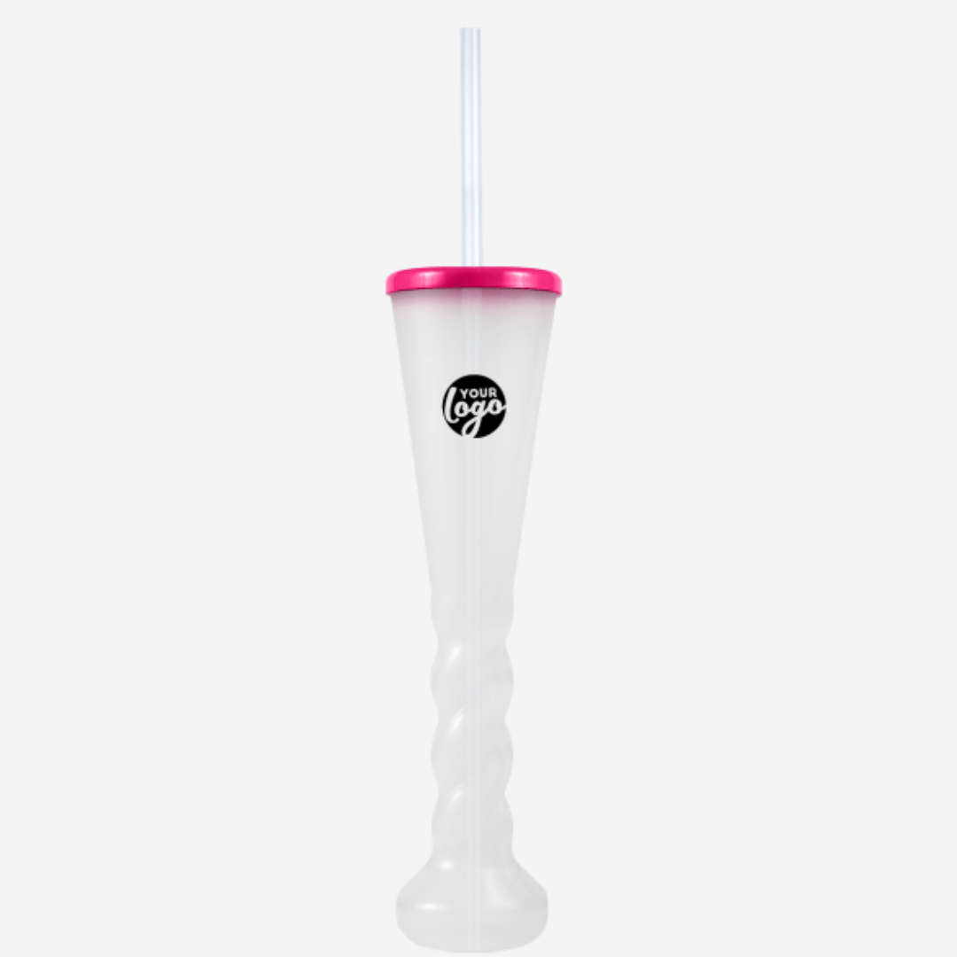 Swirl Yard Glass with Cap and Straw (Opaque )