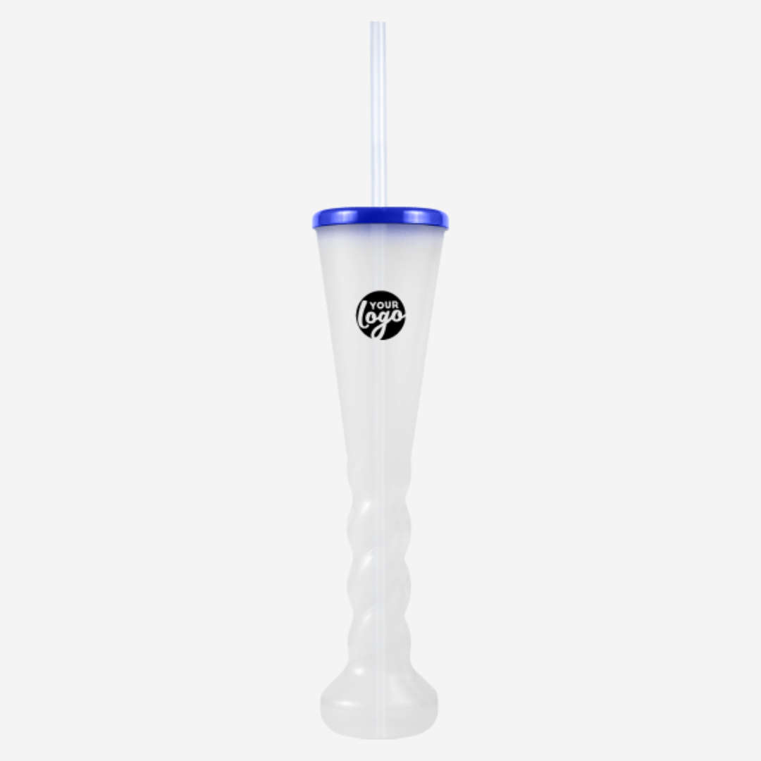 Swirl Yard Glass with Cap and Straw (Opaque )