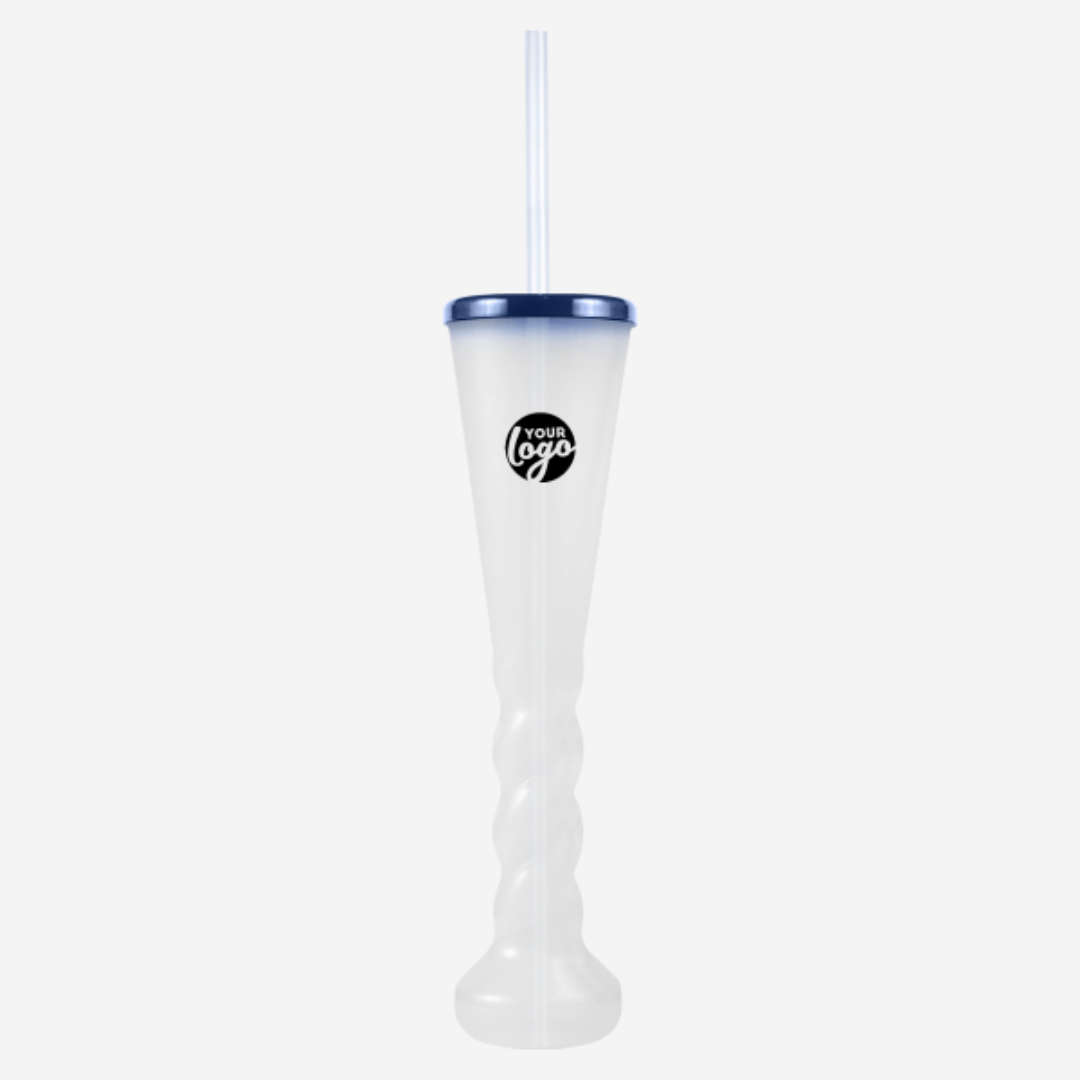 Swirl Yard Glass with Cap and Straw (Opaque )