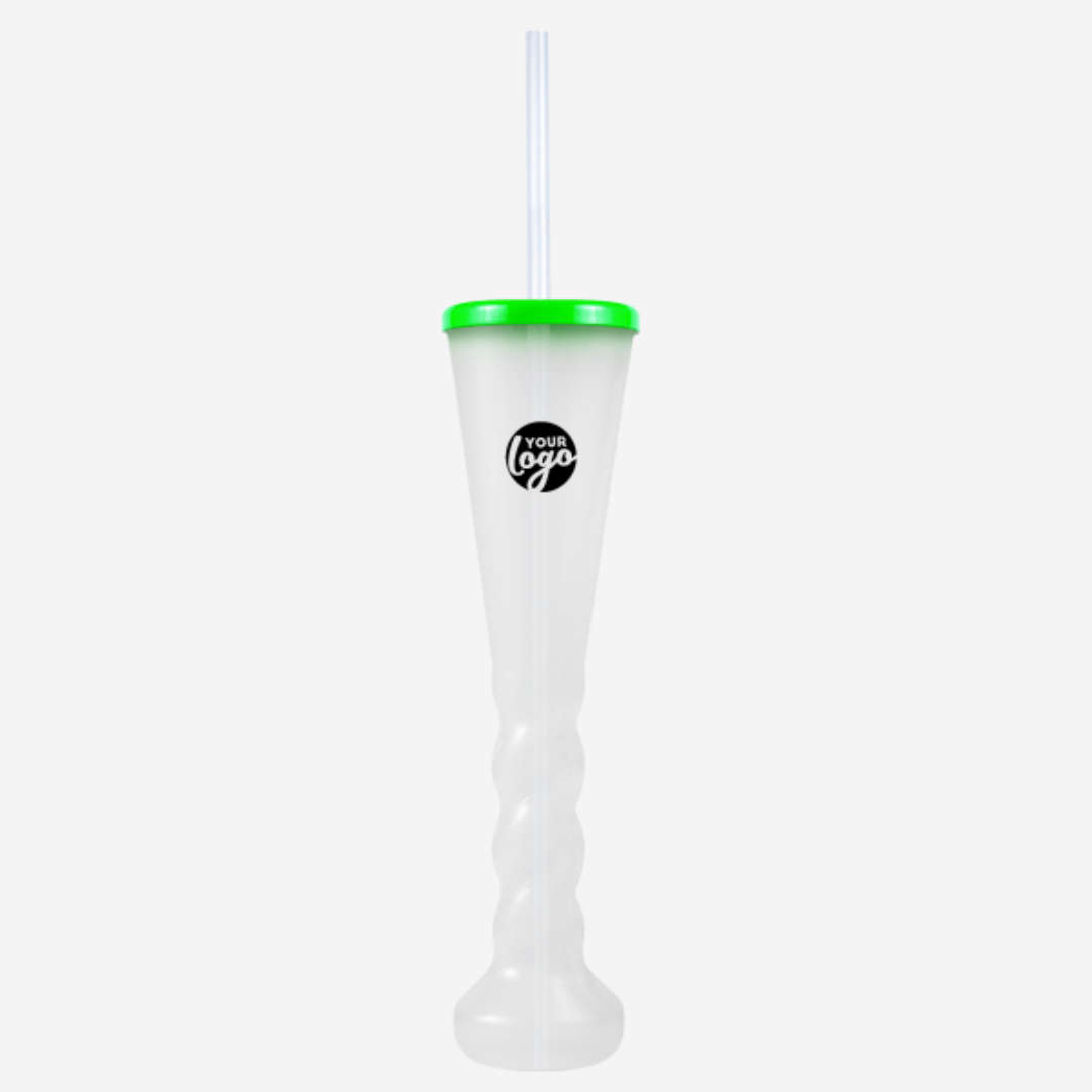 Swirl Yard Glass with Cap and Straw (Opaque )