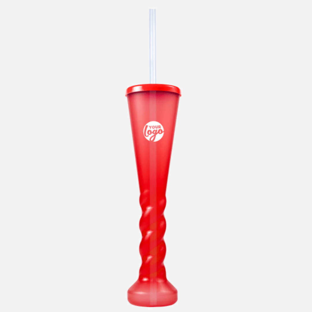 Swirl Yard Glass with Cap and Straw (Clear)