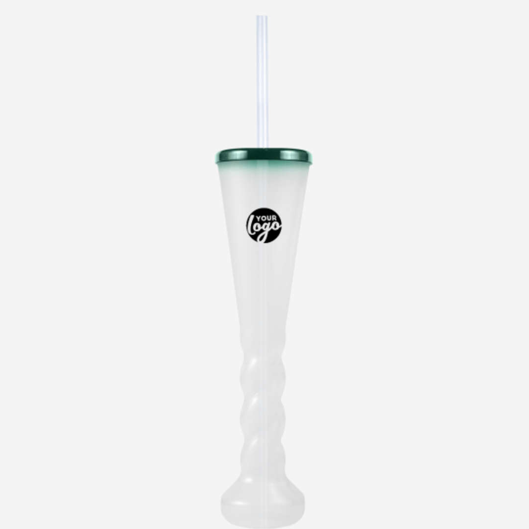 Swirl Yard Glass with Cap and Straw (Opaque )