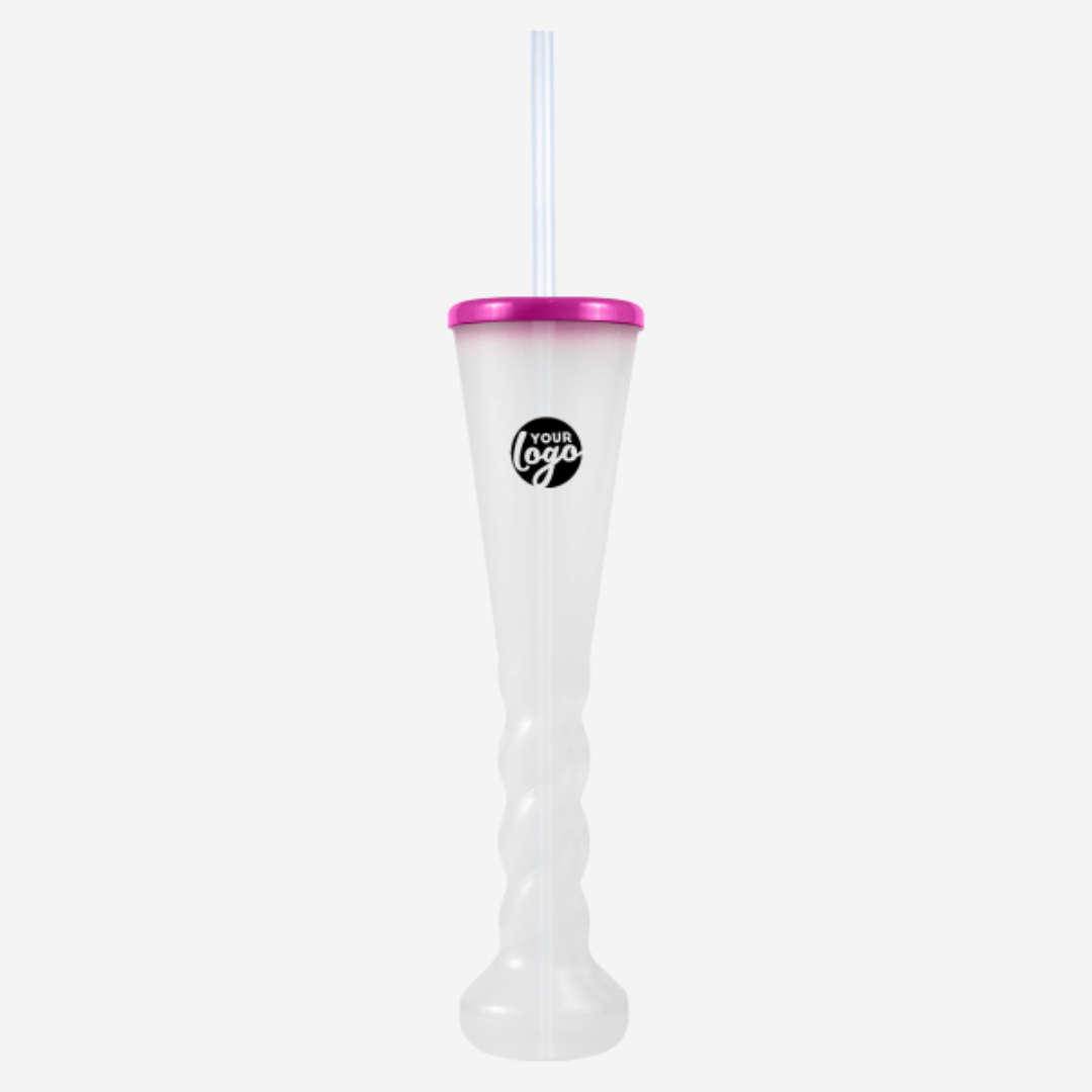 Swirl Yard Glass with Cap and Straw (Opaque )