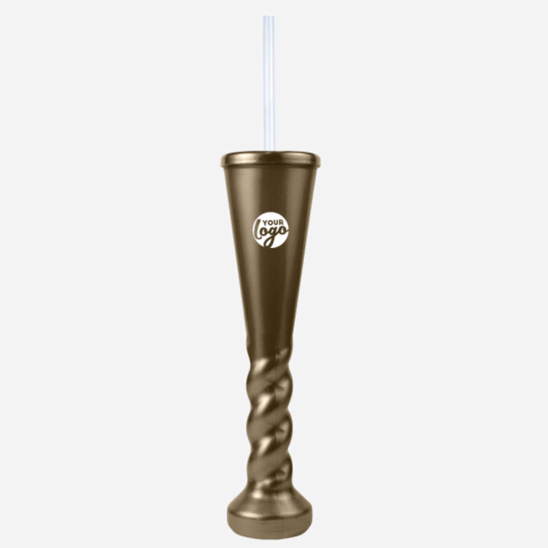 Swirl Yard Glass with Cap and Straw (Metallic)