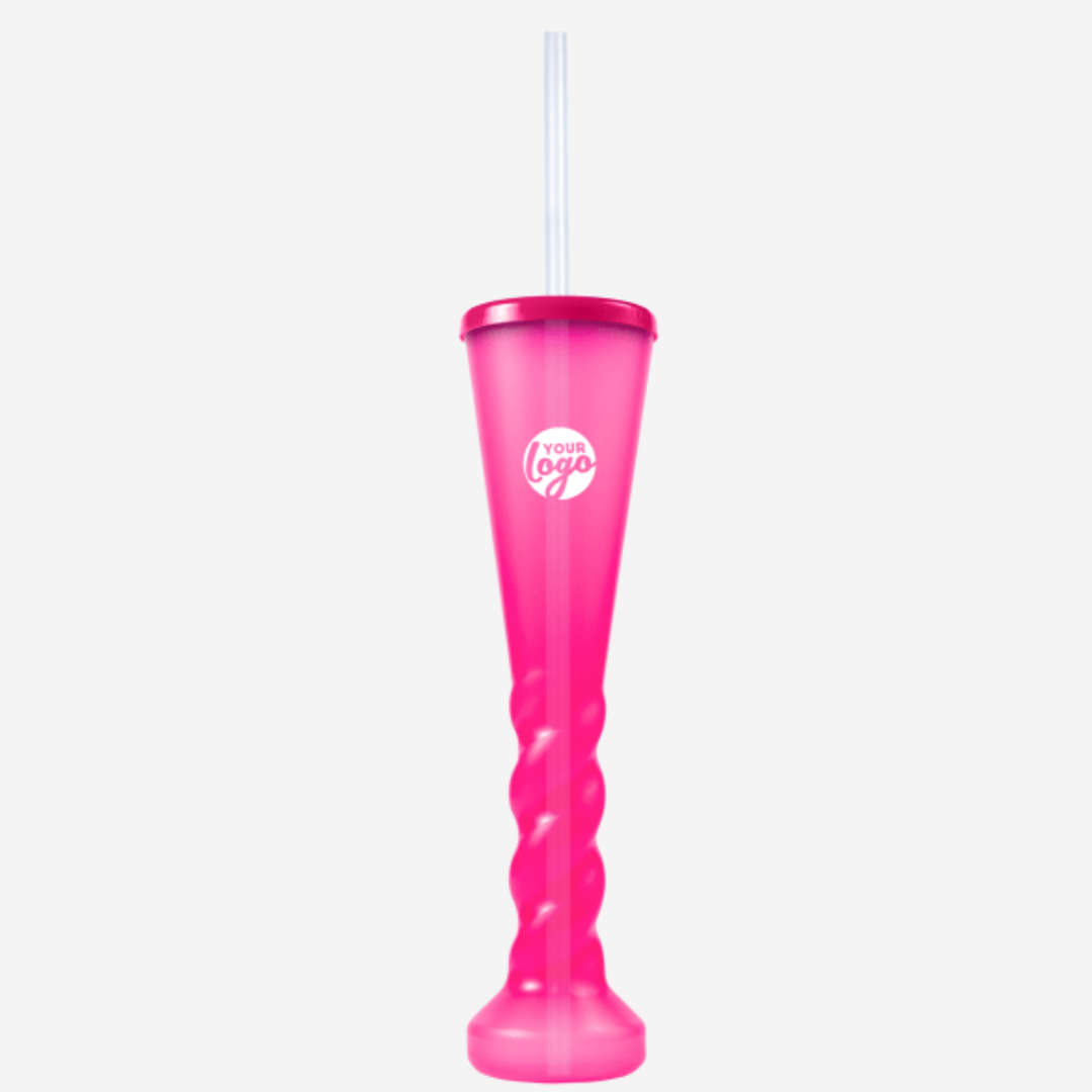 Swirl Yard Glass with Cap and Straw (Clear)