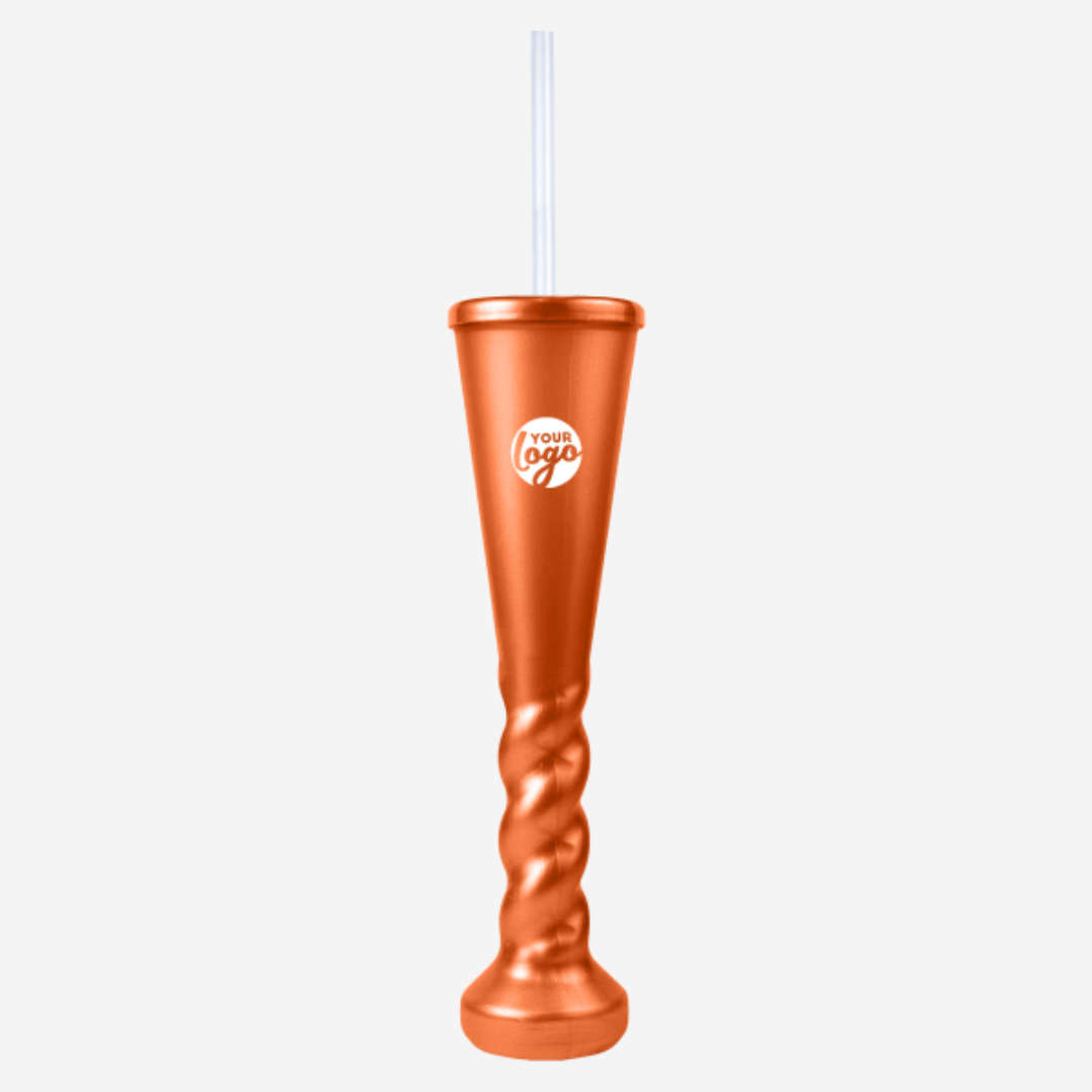 Swirl Yard Glass with Cap and Straw (Metallic)