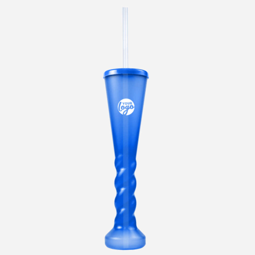 Swirl Yard Glass with Cap and Straw (Clear)