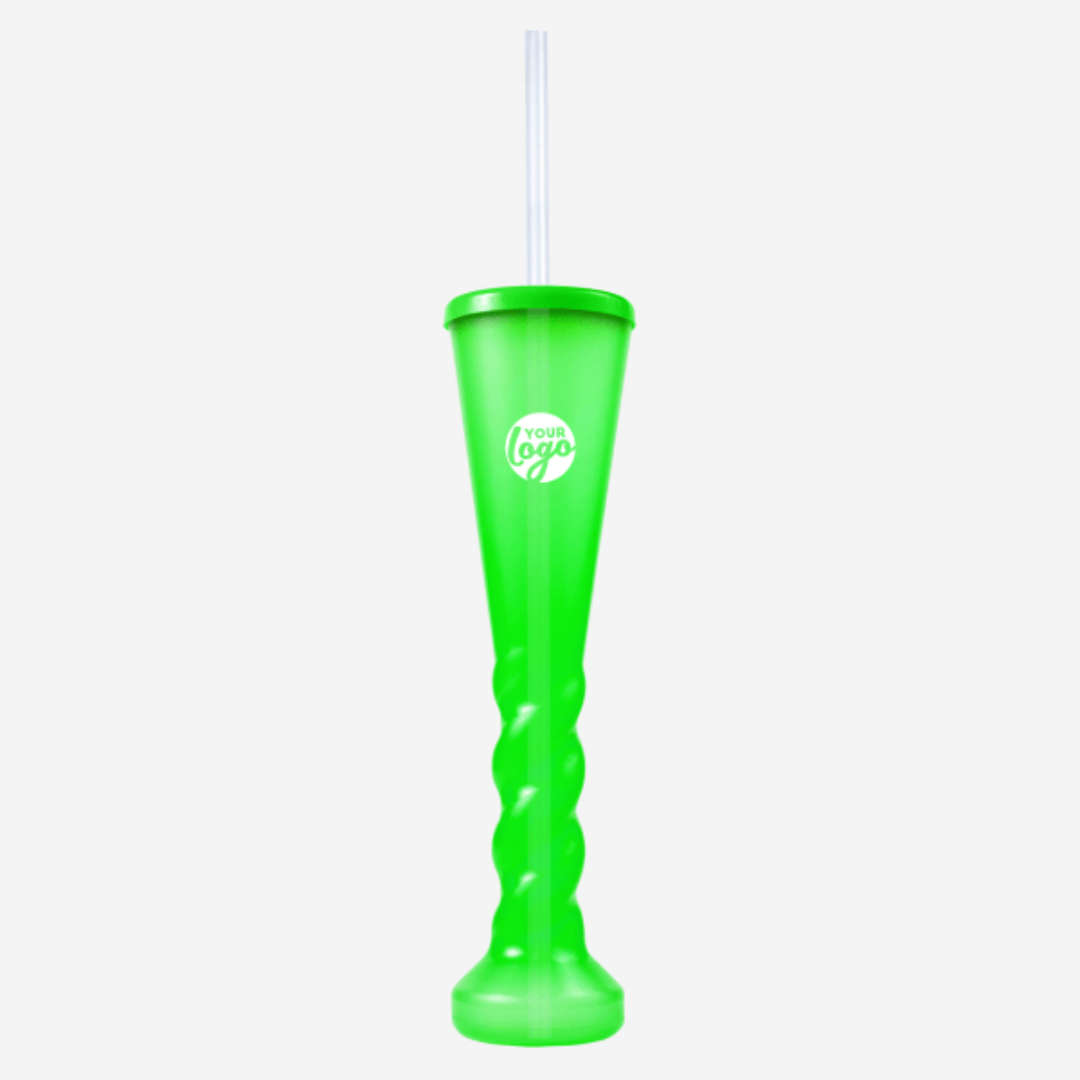 Swirl Yard Glass with Cap and Straw (Clear)